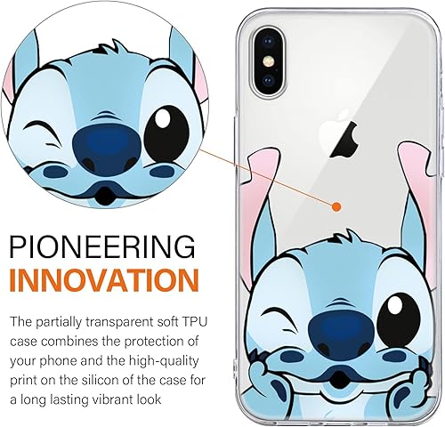 Miniatura 3 de Paquete de 2 Linda funda para Apple iPhone X, funda protectora de TPU suave transparente transparente de personaje Kawaii de dibujos animados para