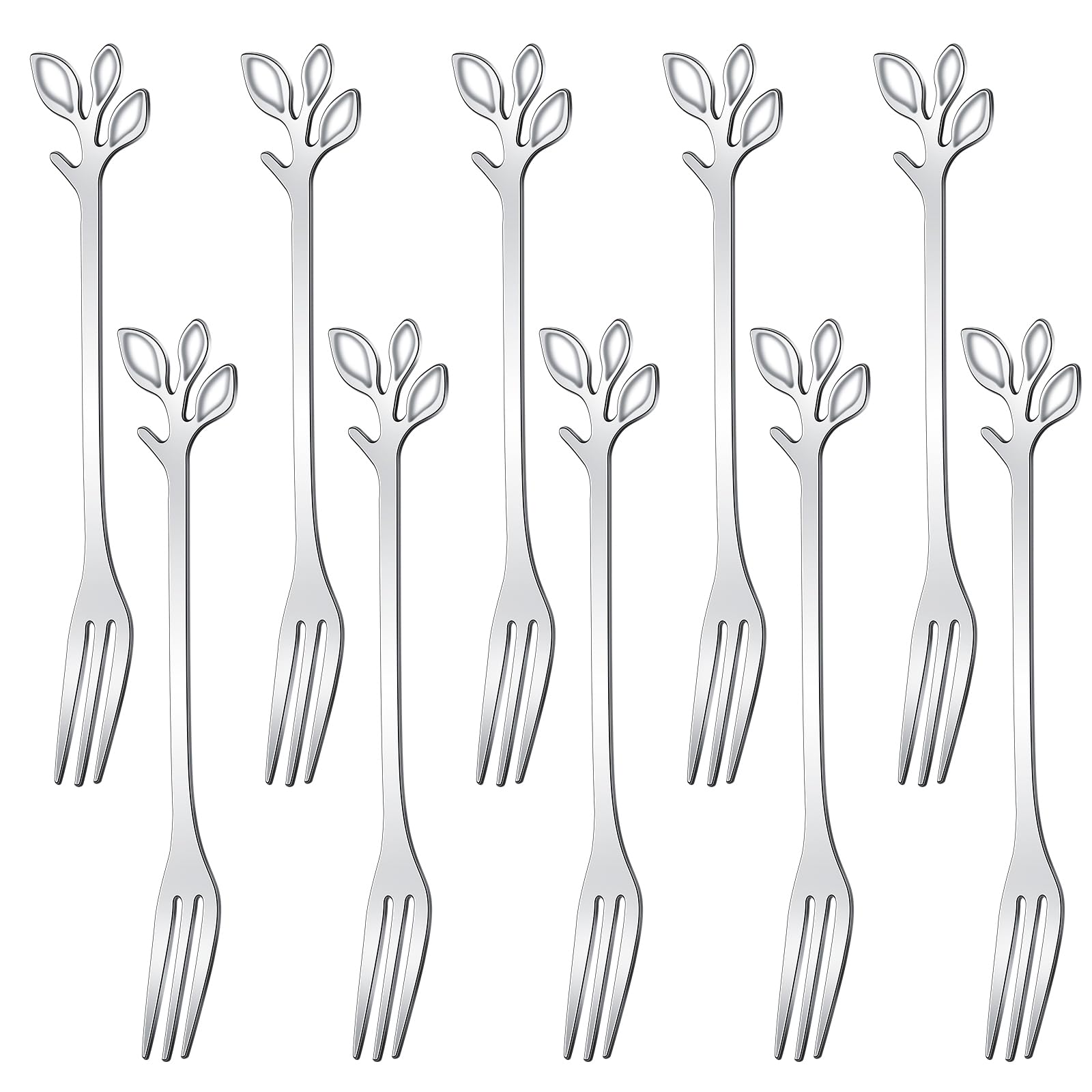 AnSaw 10-Piece Gold Leaf Dessert Forks Set - 4.7" Mini Cocktail Forks — Amazon image 8