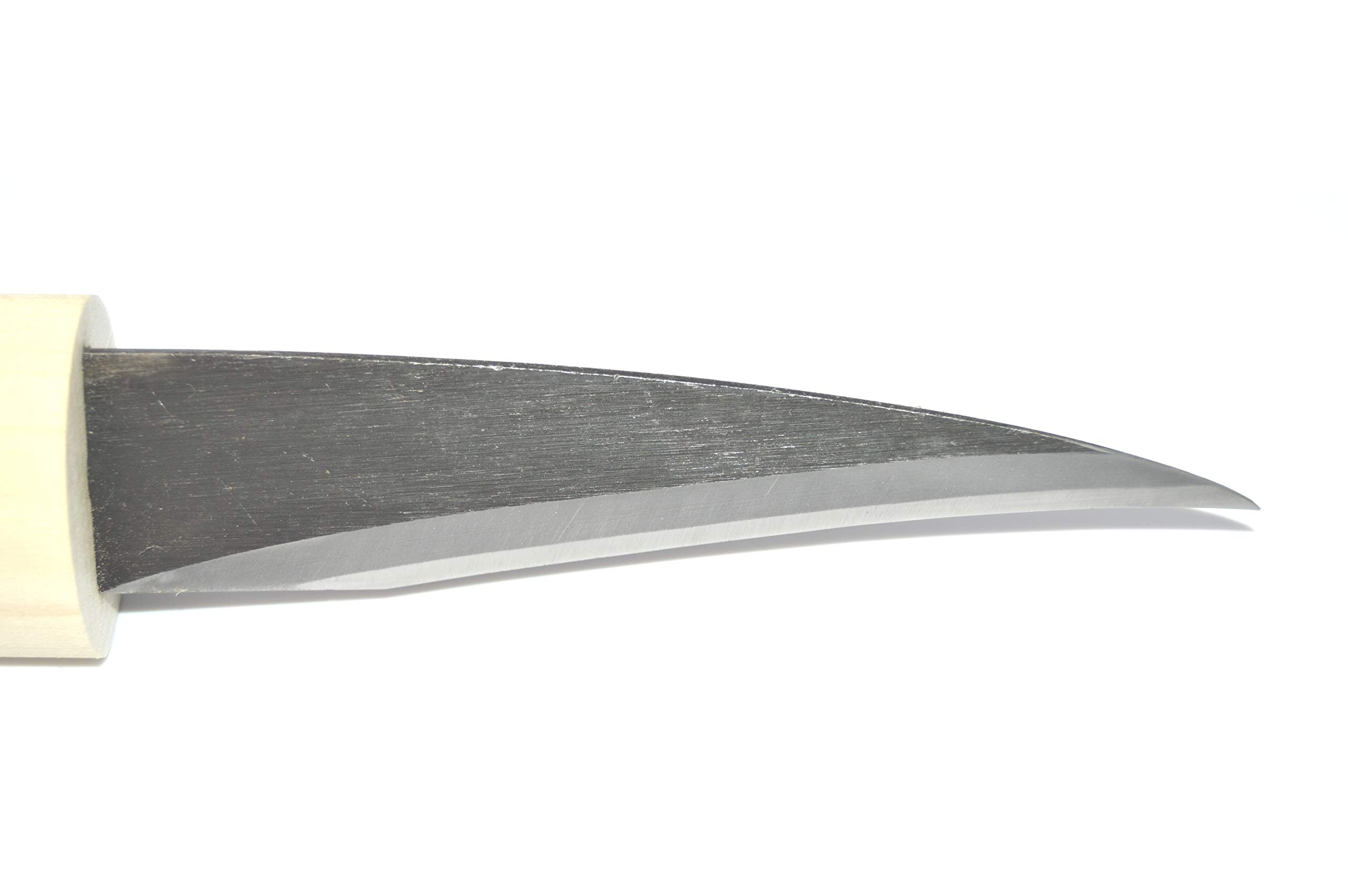 Coltello Artsianal giapponese Kiridashi greffoir da macellaio, lama curva in carbonio, forgiato a mano in Giappone, colore: nero