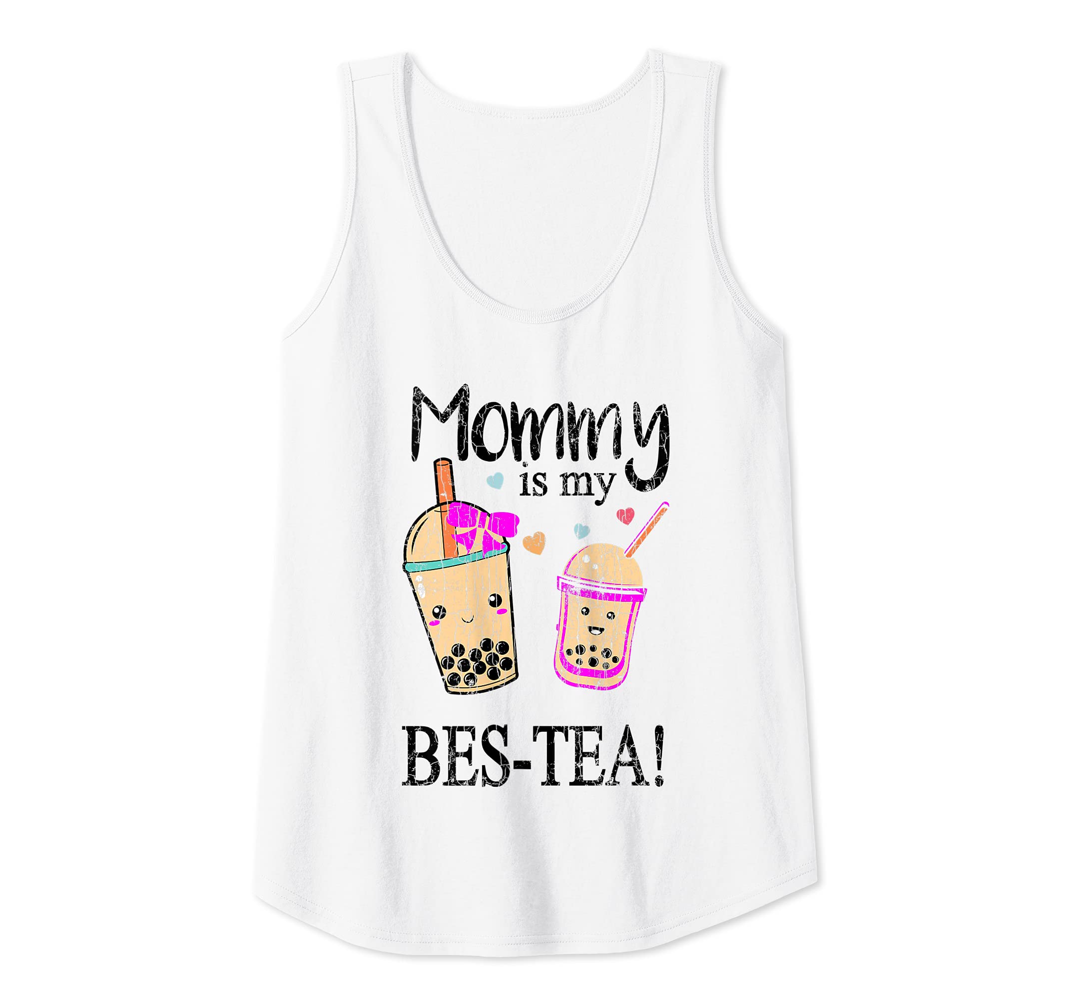 Womens Mommy Is My Bestea Funny Boba Bubble Milk Tea Lover Graphic Tank Top