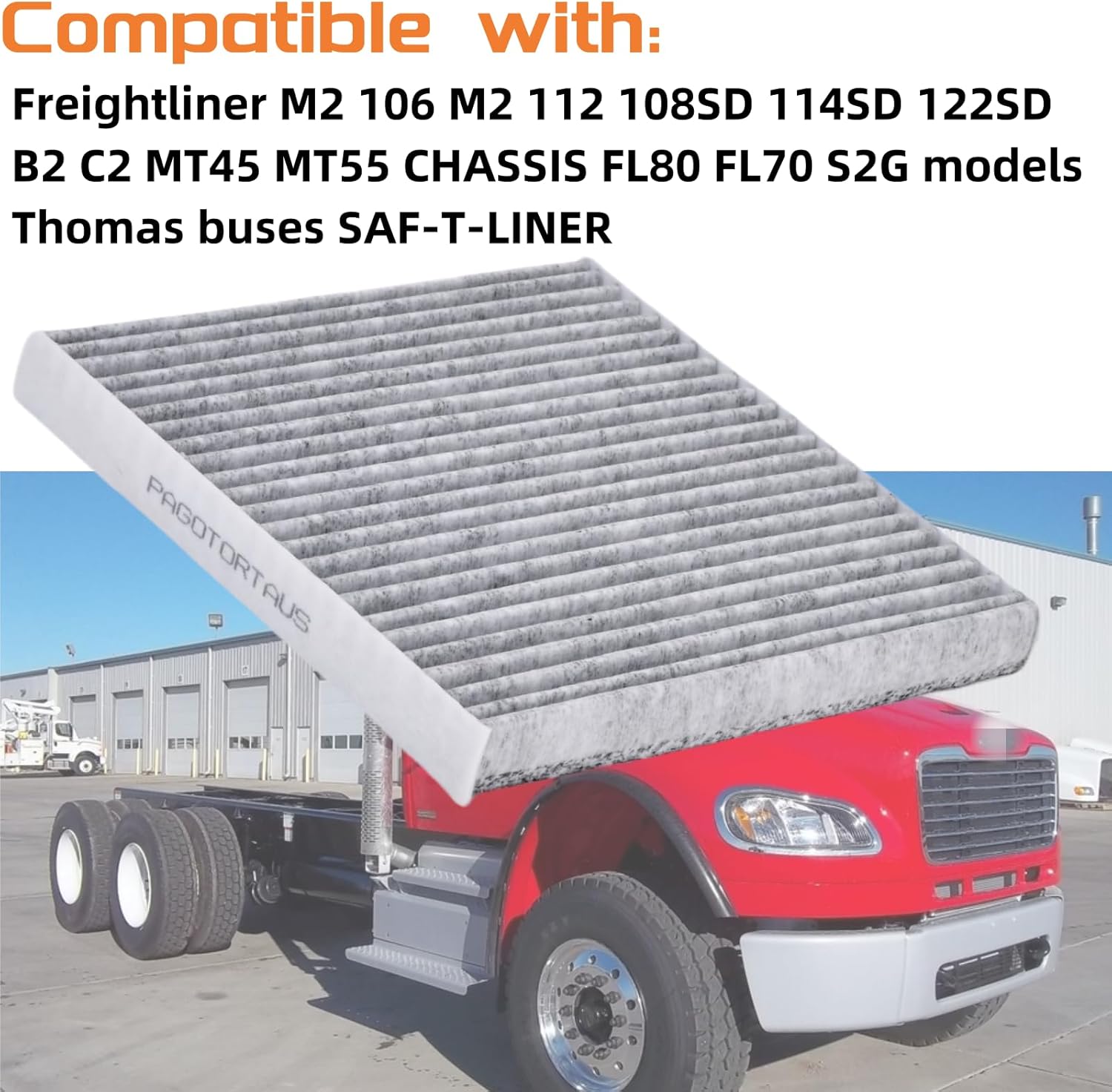 AF26427 PA5359 Air Filter with Activated Carbon Compatible with Freightliner M2 106 112 108SD 114SD 122SD Trucks Replace AF26427 PA10188 49082 P614547(4pcs)