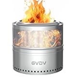 GVDV Smokeless Firepit, 18 Inch Outdoor Fire Pit with Removable Ash Pan, Hollow-Carved Design, Camping Fire pits for Outside Wood Burning, Portable Bonfire Stove with Carry Bag