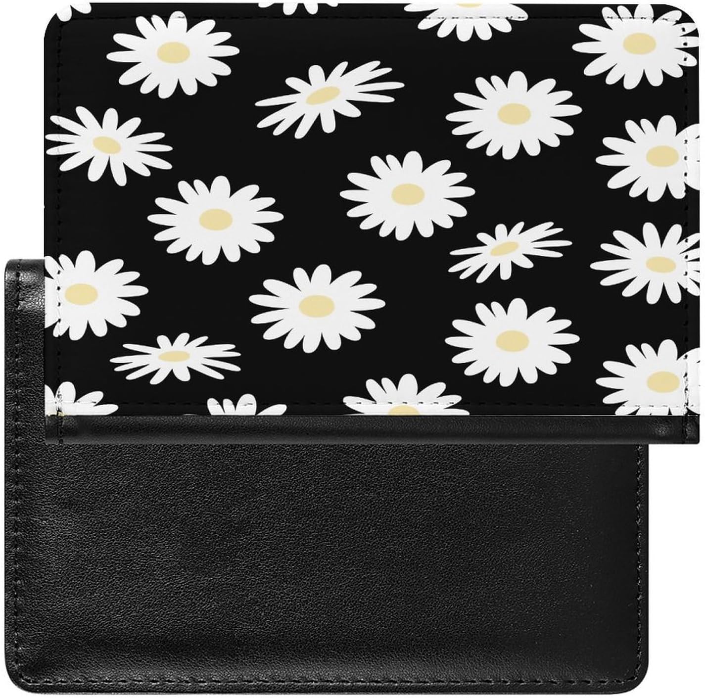 Black Daisy Passport Holder for Travel