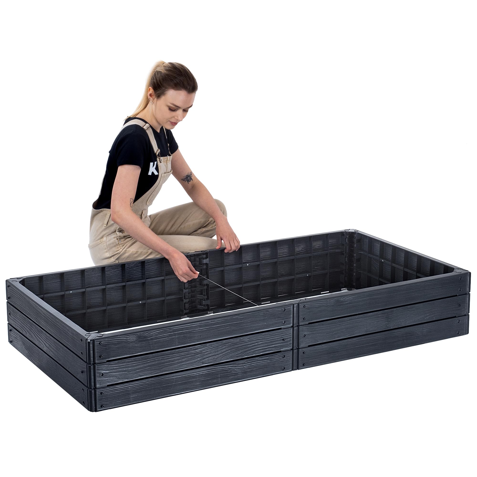 KADAX Jardín, arriate elevado, para el cultivo de verduras, flores y hierbas, macizos de hierbas, huertos, marco de plástico (rectangular antracita)