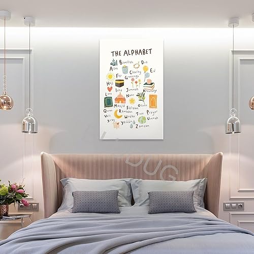 Miniatura 8 de BLUDUG Impresión del alfabeto islámico para niños, arte de pared para niños, regalo Eid para niños, regalo de Eid, pintura en lienzo para