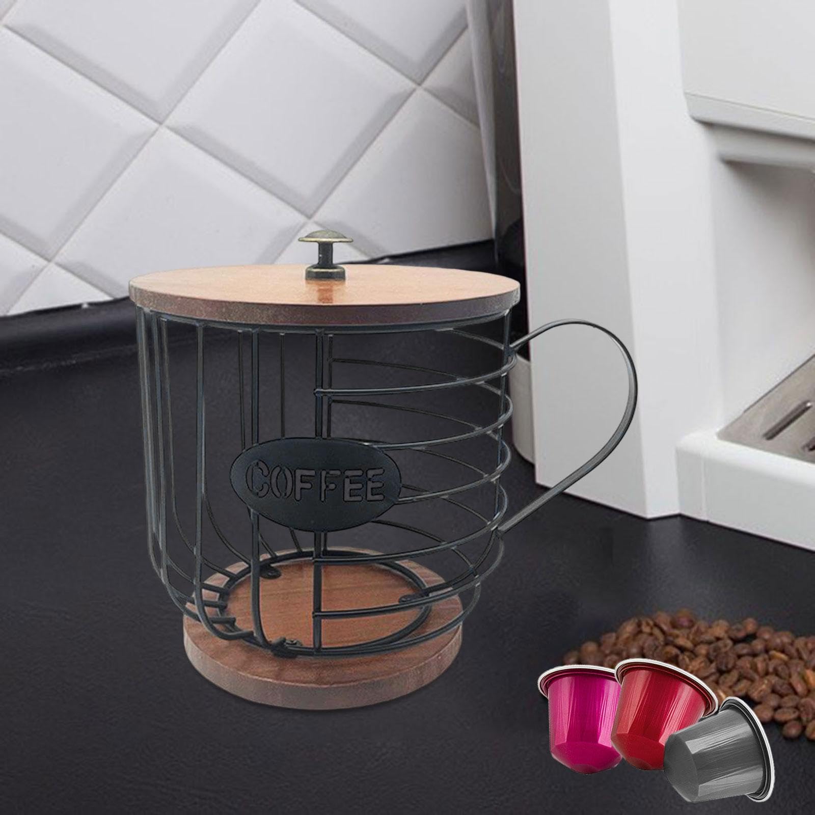 Porta cialde per caffè Contenitore per cialde per caffè Tazza per organizzatore, Gabbie per Capsule di caffè in Ferro Cestello portaoggetti per, Nero