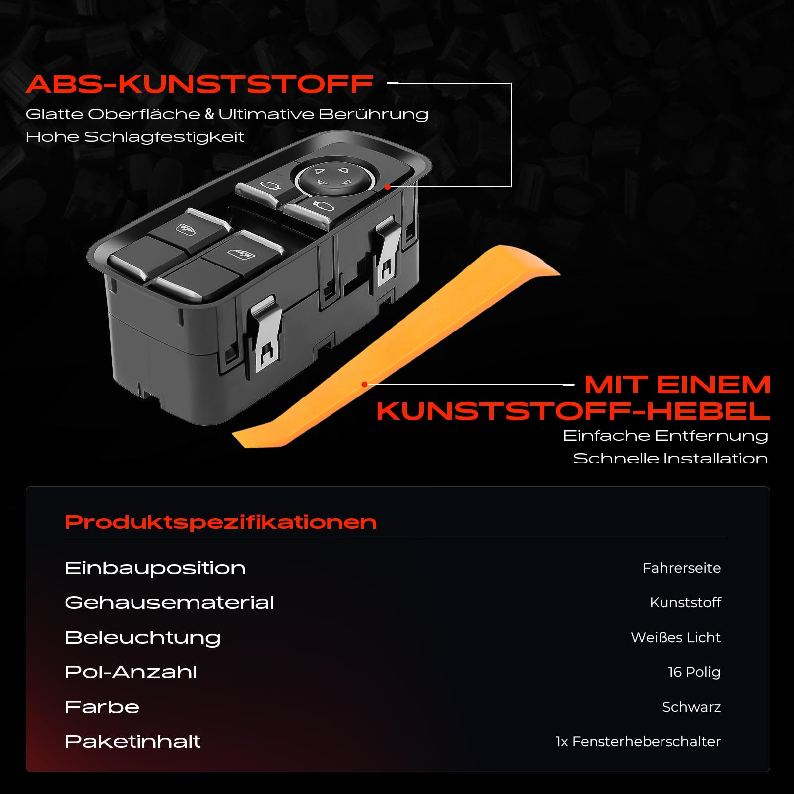 Frankberg Fensterheberschalter Vorne Links mit 5 Tasten 99161315102DML