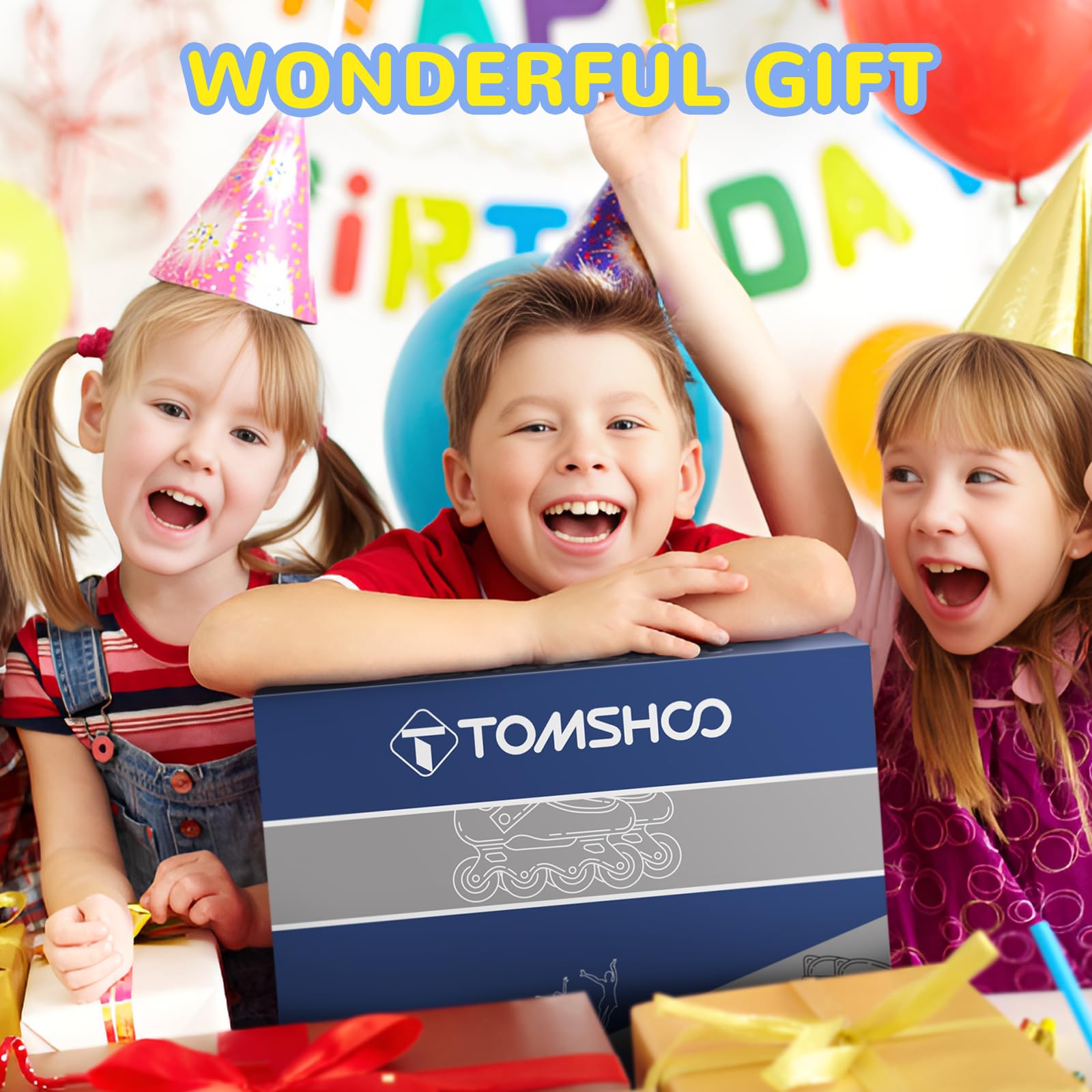 TOMSHOO Patins à roulettes, Rollers en Ligne avec 4 Tailles Réglables, Roues LED, Plusieurs Options de Taille, pour Enfants, Garçons et Filles