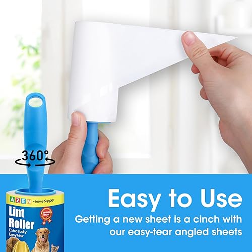 Miniatura 4 de AZEN Rodillos de pelusa para pelo de mascotas extra pegajosos, rodillo de pelusa de 600 hojas con 3 asas mejoradas, 6 rodillos removedor de pelusa