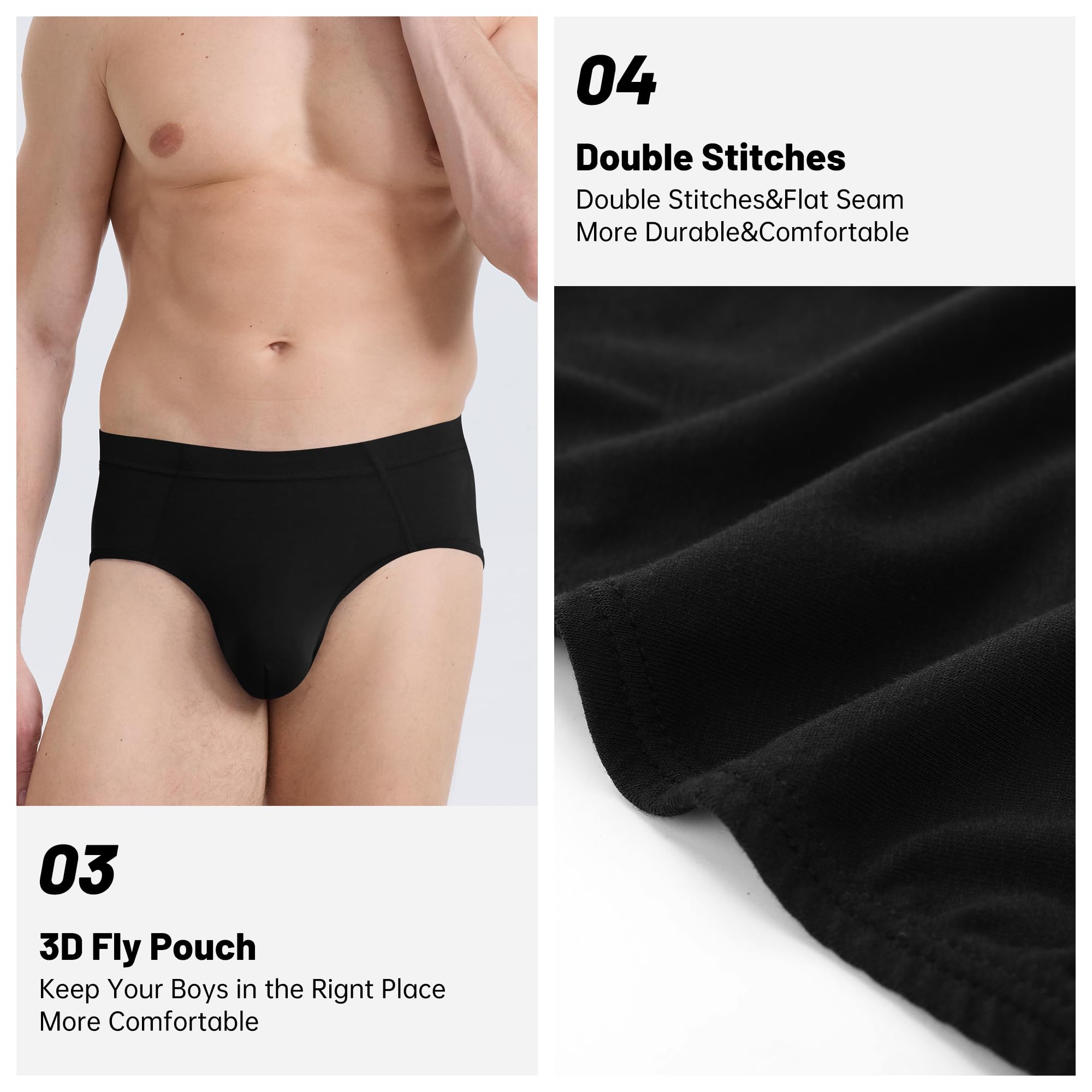 BAMBOO COOL Herren-Unterwäsche, Slips mit Stoffbezug, atmungsaktiver Slip mit 3D-Tasche, ohne Etikett, Höschen für Herren