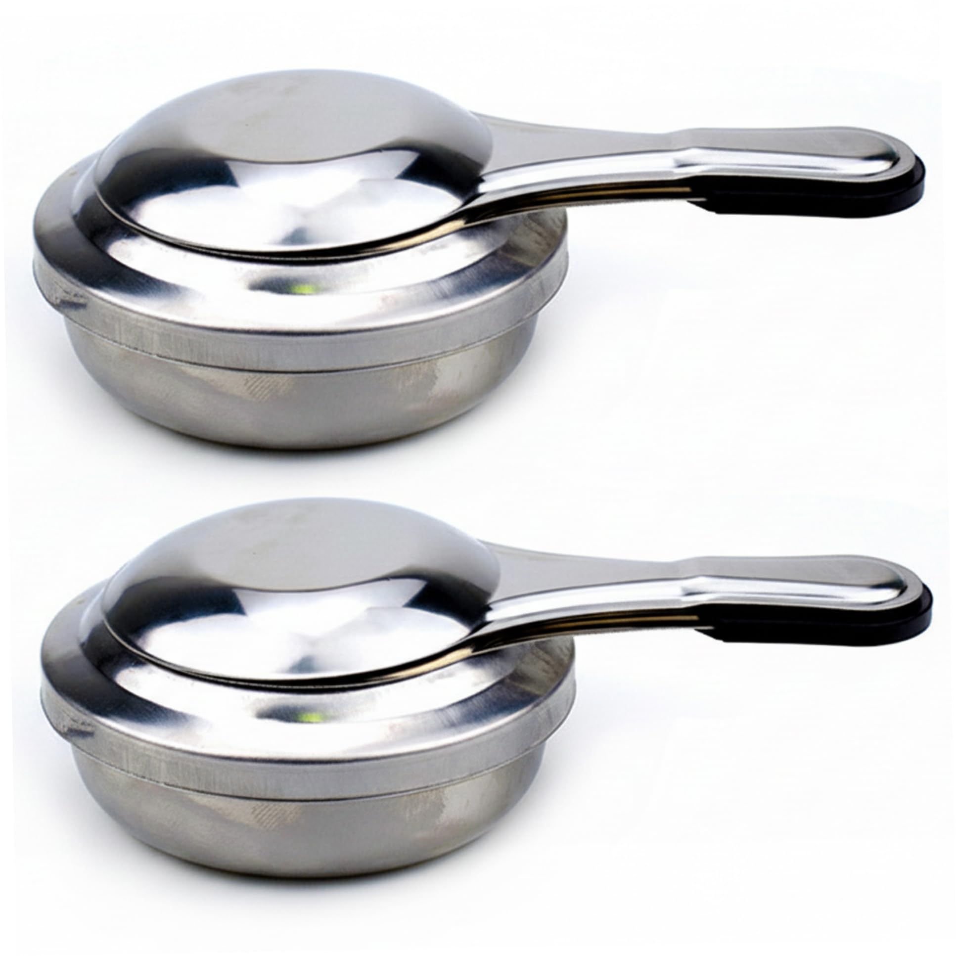 CAKEEYUM 2 Pack Fondue Burner, Stainless Steel Portable Alcohol Stove with Handle & Safety Cover Alcohol Heater for Cooking Grilling Heating Camping