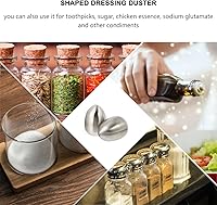 Vista 8 de Juego de 2 saleros y pimenteros de acero inoxidable, tarro de condimento en forma de huevo, recipientes de condimentos de 3 agujeros para cocina