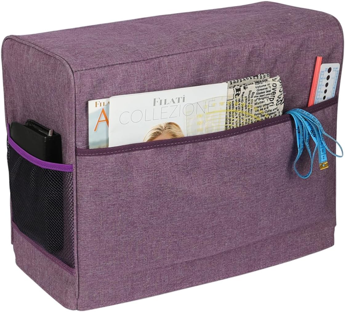 Foldable Purple Sewing Machine Cover with Zipper Pocket, Oxford Material Dust Protector Bag for Home and Shop Use, Easy to Clean and Sturdy Sewing Machine Storage Case
