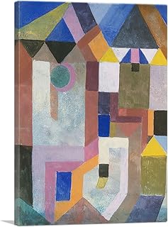 ARTCANVAS Colorful Architecture 1917 Canvas Art Print Stretched Framed Painting Picture Poster Giclee Wall Decor by Paul Klee - 18" x 12" (0.75" Deep)