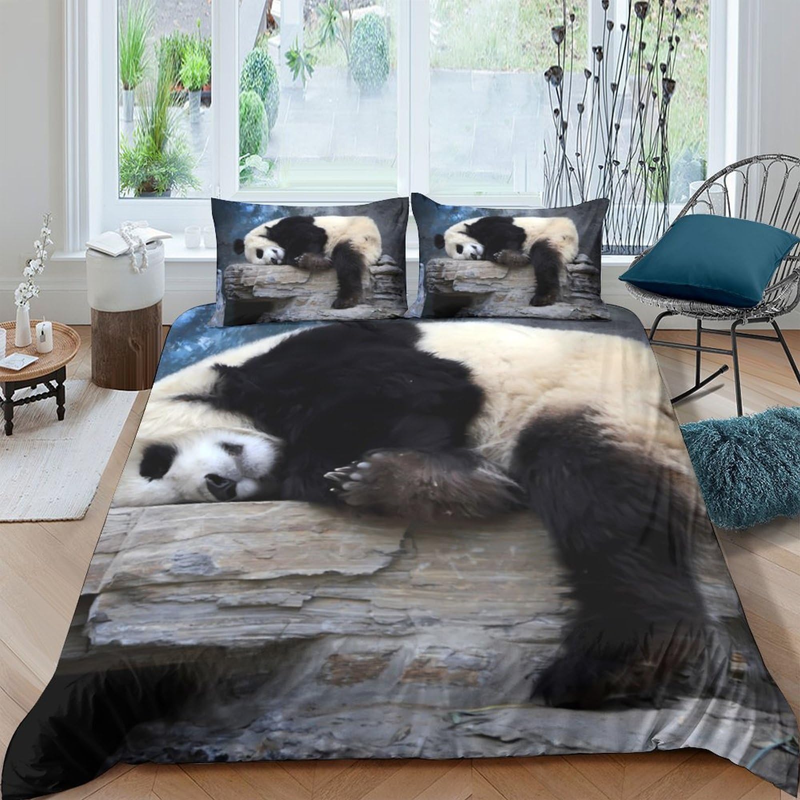 Ctjqhvkz Style-10 3D Printed Panda Sleep Fitted Sheet Microfiber Soft Animal Pattern Mattress Cover For Bedroom Guest Room Decor Single（135X200cm）
