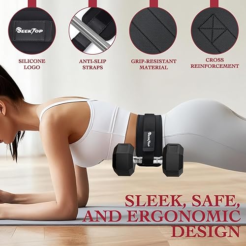 Miniatura 2 de Seektop Cinturón de empuje ajustable para cadera, antideslizante, acolchado para glúteos, se adapta a mancuernas y placas de pesas rusas de hasta