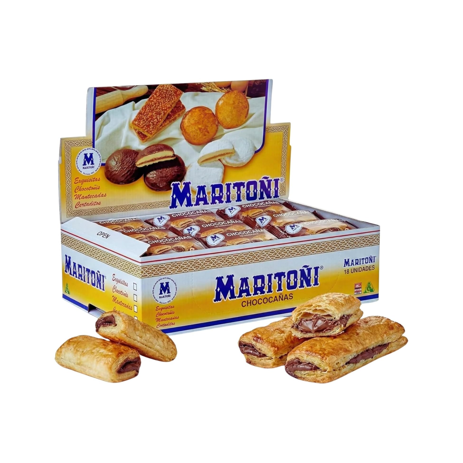 Chococañas Maritoñi Granada Hojaldre Relleno Crema Chocolate Artesano Pack 18 Uds