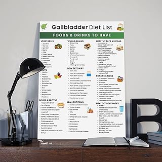 9W Gallbladder Diet Food List Guide Chart Poster Art Print, Gallstones Support Meal Plan High Fiber Foods, Bile Support Guide Health Food Chart Wall Art Decor For Kitchen Bedroom Living Room (2)