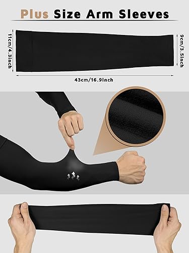 Miniatura 8 de Foaincore 4 pares de mangas de brazo de enfriamiento de talla grande para hombres y mujeres, mangas de protección solar UV, mangas de compresión de