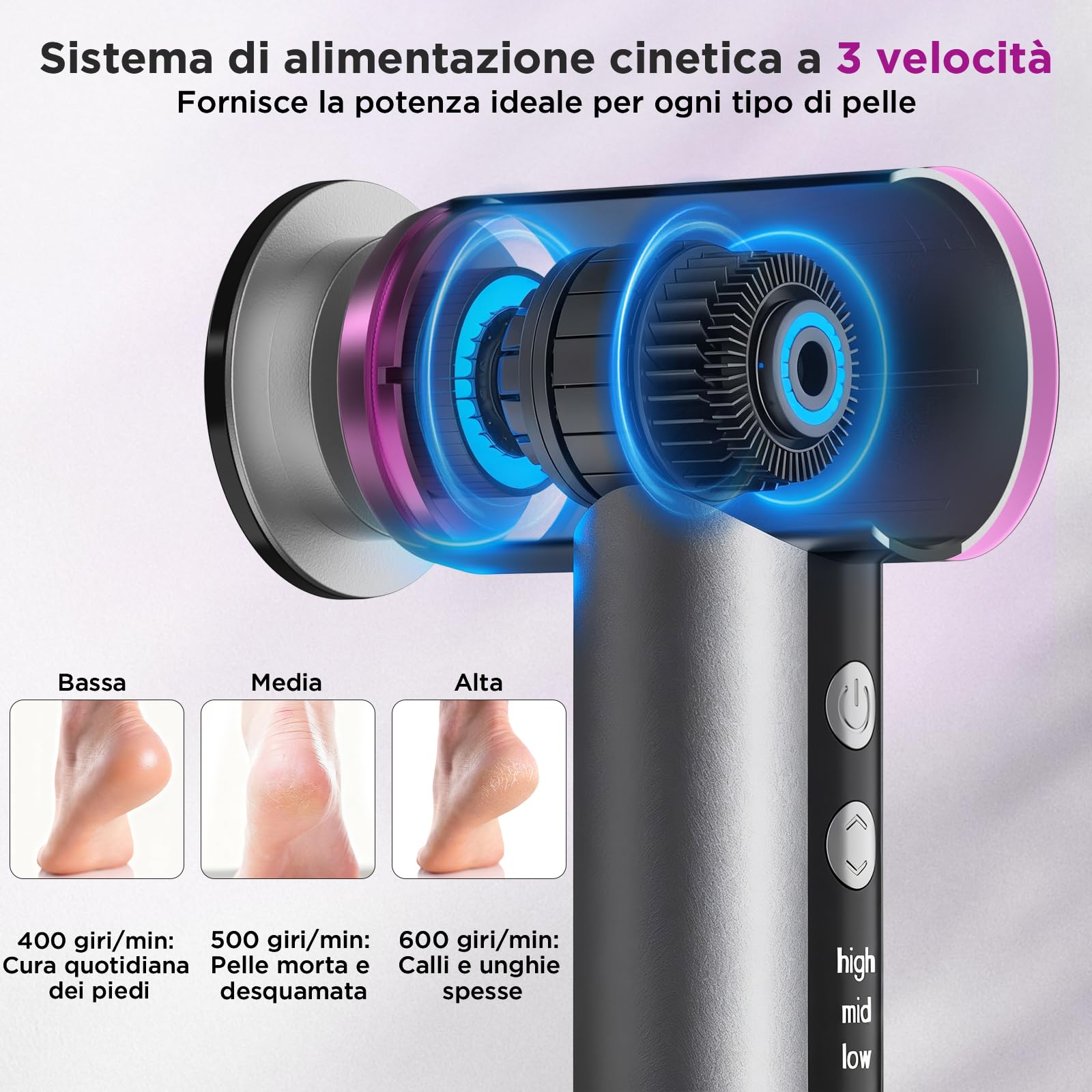 Rimuovi calli elettrico, applicazione di olio, SPA per piedi, lima elettrica per piedi, testina in nano-vetro riutilizzabile, rimuovi calli ergonomico per piedi, strumenti per pedicure ricaricabili
