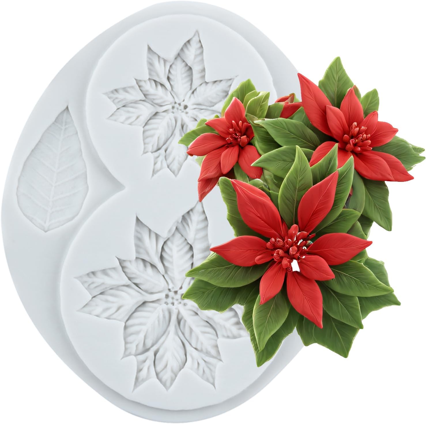Christmas Polymer Clay Mold Poinsettia Flower Silicone Molds