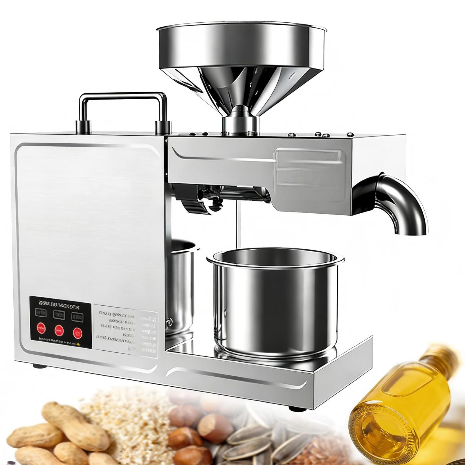 PweKzxt Electric Oil Press,Cold & Hot Press Automatic Electric Oil Maker,Organic Oil Press Machine,Electric Oil Press Machine Hot/Cold Electric,for Various Seeds and Nuts