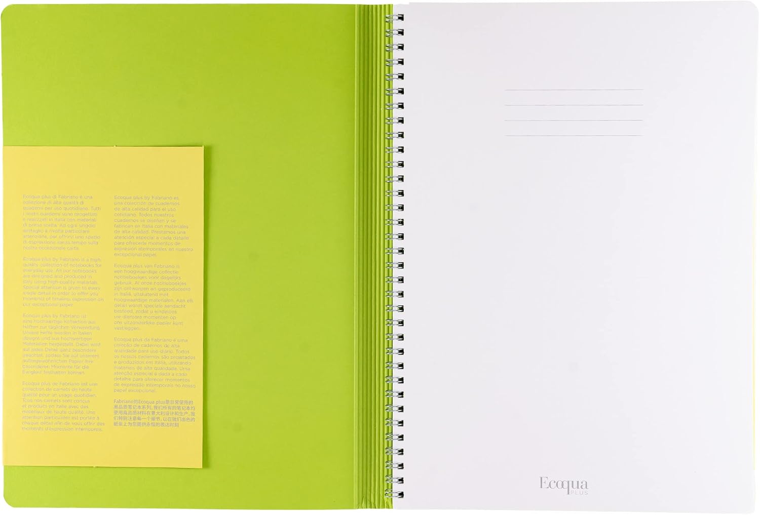 Fabriano Ecoqua Plus Hidden Spiral-Bound Notebook, 8.3" x 11.7", A4, Dotted, Lime