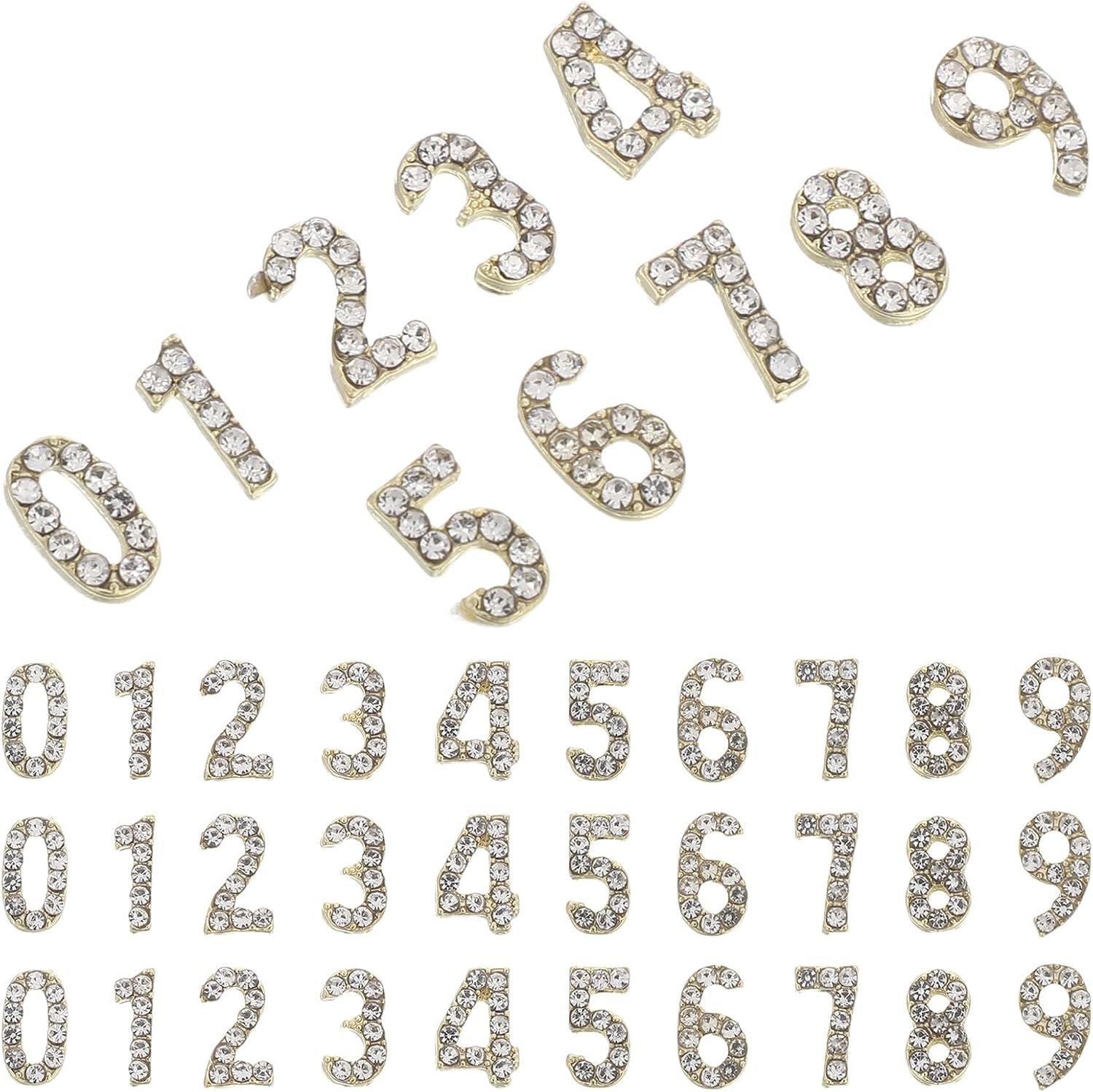 100pcs Rhinestone Number Nail Charms Set Flatback Crystal Nail Decorations for Manicure Art Dazzling Jewelry Accessories for Art Designs