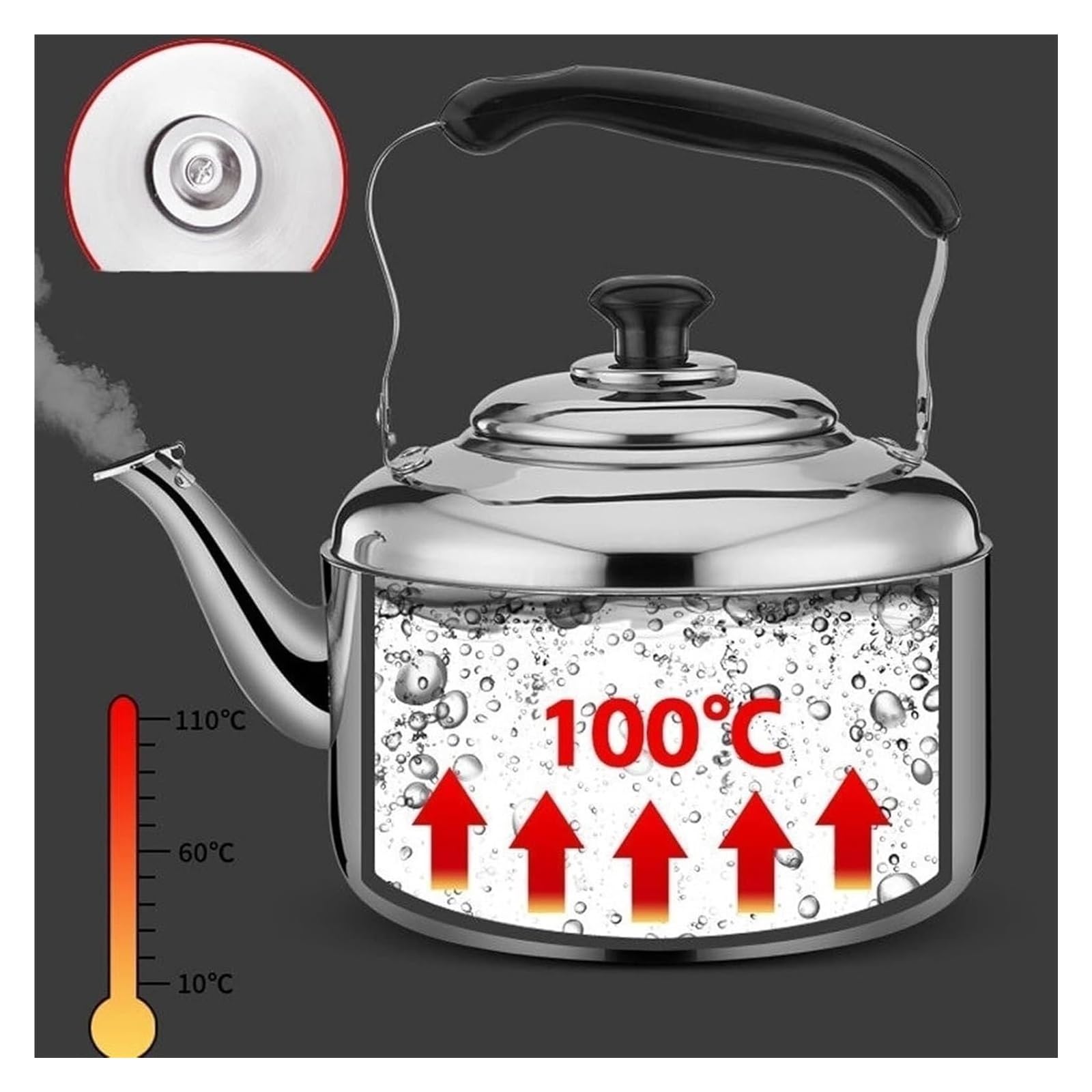 Czajnik do herbaty ze stali nierdzewnej przeznaczony kontaktu z żywnością kuchenki gazowej, gwiżdżący czajniczek kempingowy elektrycznej(3l)