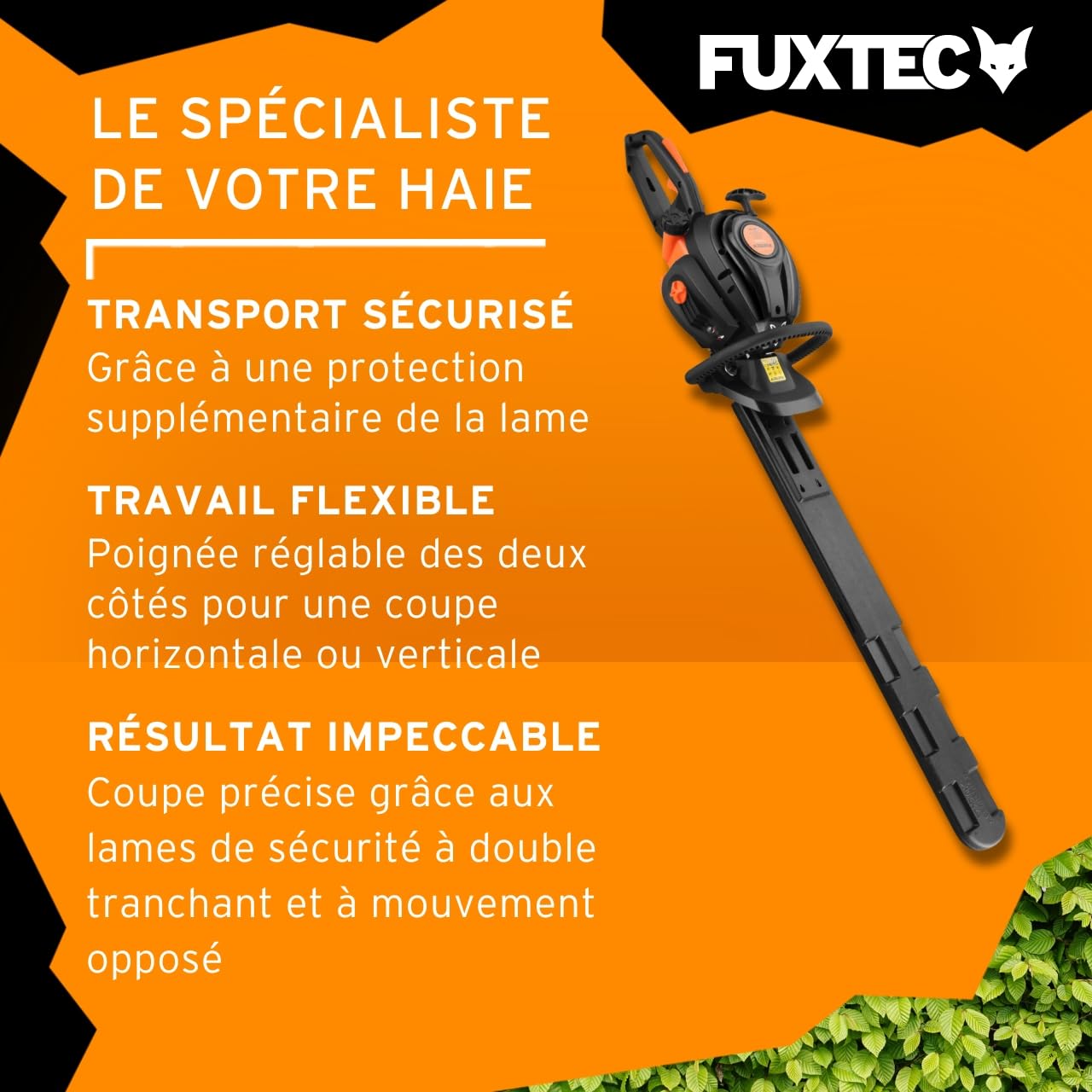 Fuxtec Taille-Haies Thermique Professionnel FX-MHP126 avec Guide de Lames XXL 800mm, Moteur 2 Temps, 25,4cm3,