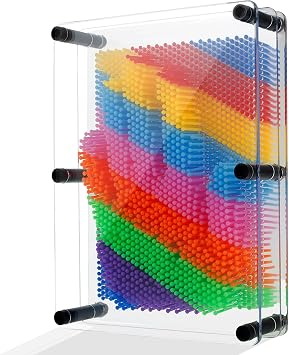 3D Pin Art Toy, Pin Art Board Sculpture Size 8x6 in, Sensory Pin Art Board, Classic Novelty Sculpture Impression Needle Art Toy, Colorful Plastic Pin Art Board for Decoration