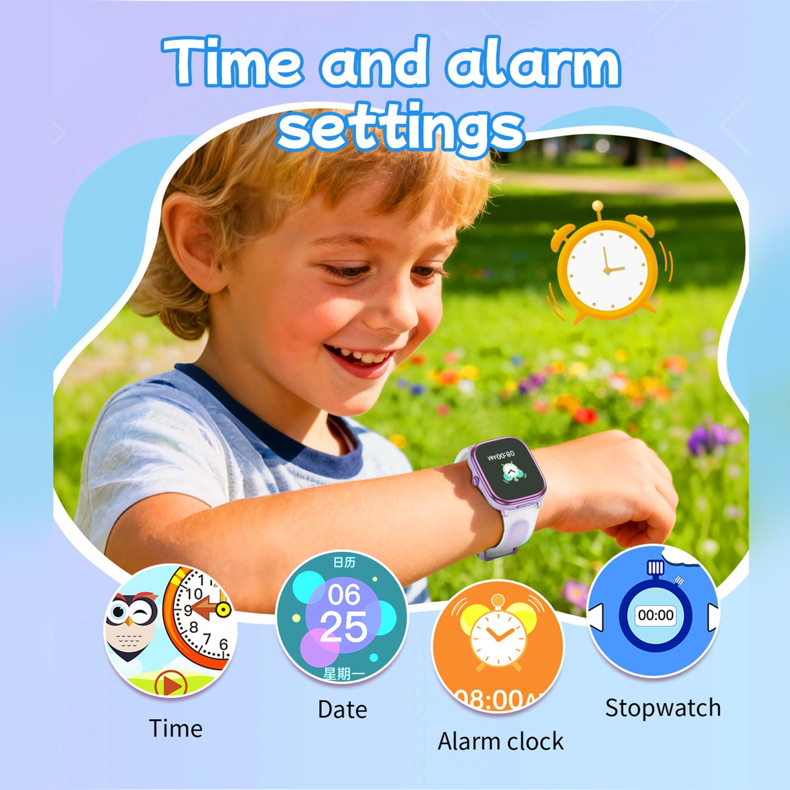Dpofirs Orologio Intelligente per L'apprendimento per Bambini, Display da 1,83", 21 modalità Sport, Impermeabile IP68, con Torcia, Giochi, Libri di Fiabe e Lettore Musicale (PURPLE)