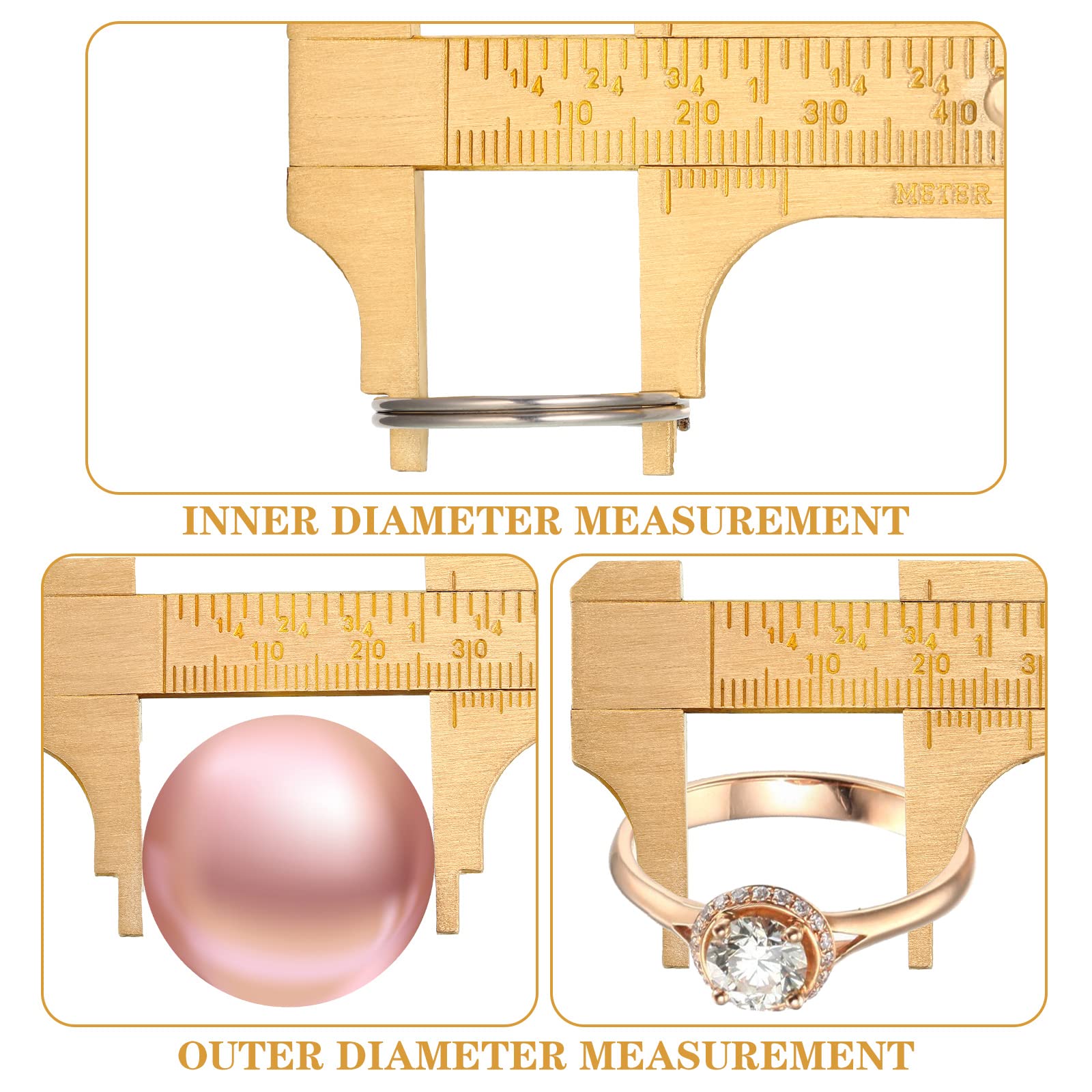 Brass Pocket Calipers - Jewelry Measuring Tool -3