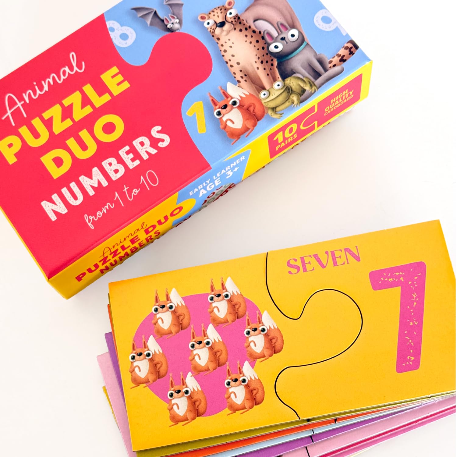 Bonbaloo 20-Piece Safari Animal Number Puzzle - Educational Math Puzzles for Kids Ages 2-5 with Zoo Animal Themes, Montessori-Inspired for Number Recognition, Early Math & Cognitive Skills