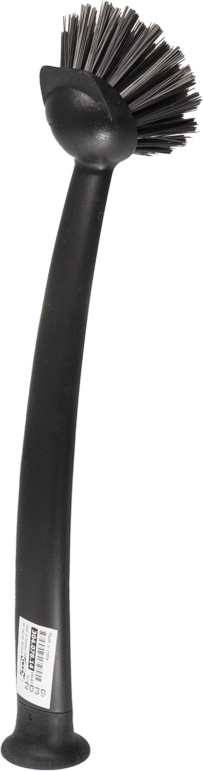 Ikea RINNIG Dish-Washing Brush with Scraper Edge & Suction Cup, Light Grey, 304.078.14