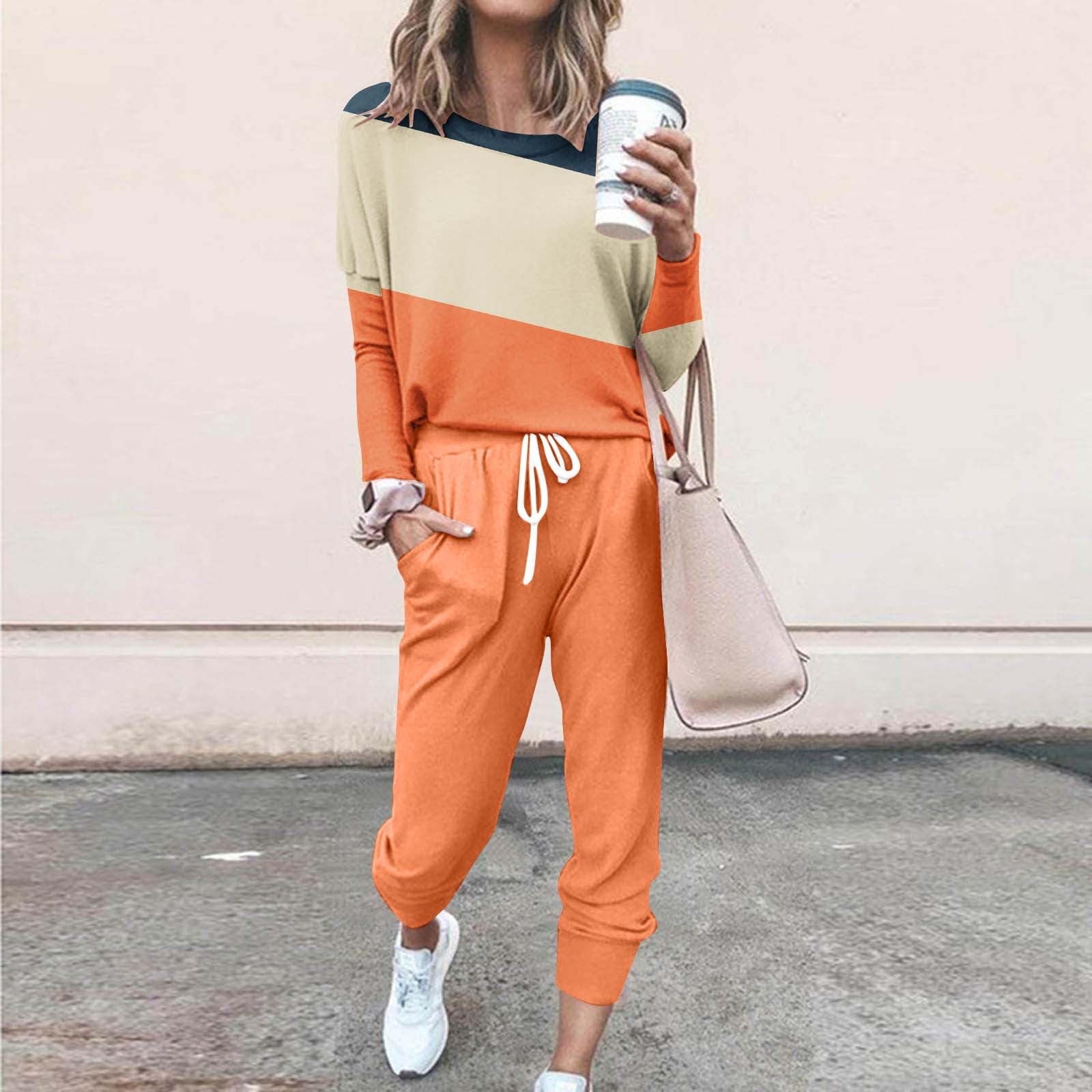 Damen Herbst‑Reise‑Set, Langarmshirt & Hochgeschnittene Jogginghose | Praktische Reisekleidung, komfortabler Trainingsanzug