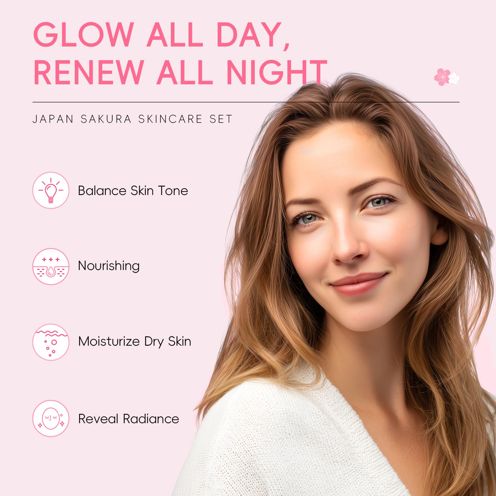 2025 Beauty Adventskalender Damen, 24-teiliges Sakura Weihnachten Adventskalender Geschenke, Sakura Gesichtspflege Set für Frauen Mädchen & Teenager