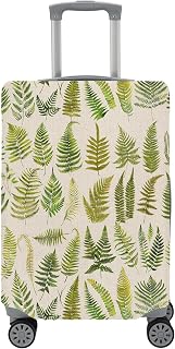 Travel Luggage Cover Sage Green Fern Leaf Stretch Washable Suitcase Protector Plant Botanical Art Printed Scratch Resistant Luggage Cover for 19-21 Inch Carry On Luggage