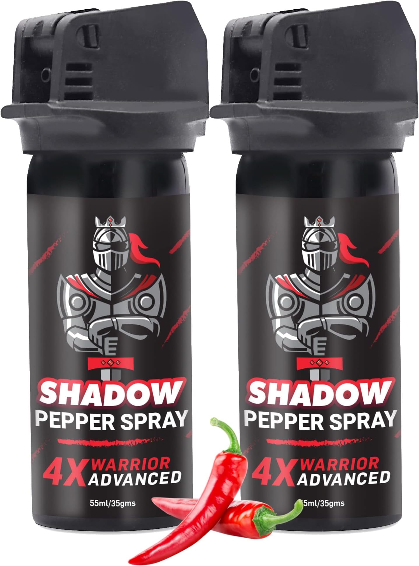 Shadow Securitronics Warrior Flip Type 4X Pepper Spray with Safety Lock for Women & Girls, 35gm/55ml (Pack of 2)