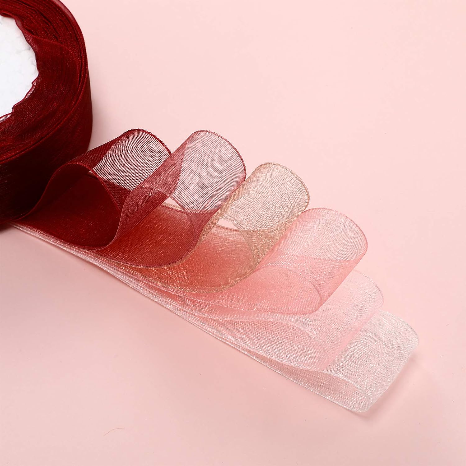 オーガンジーリボンシアーシフォンリボン6ロールバルクラッピングデコレーションバレンタインウェディング誕生日ブーケガーランド(各ロール