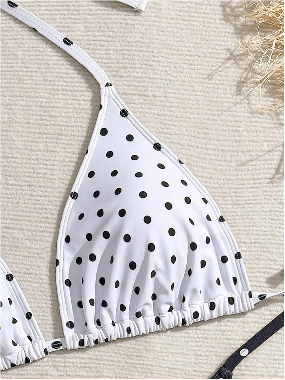 Floerns Women's Plus Size Polka Dots Halter Bikini Top Tie Backless Swim Tops Beachwear