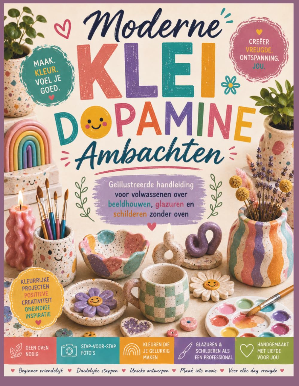 Moderne klei Dopamine Ambachten: Geïllustreerde handleiding voor volwassenen over beeldhouwen, glazuren en schilderen zonder oven