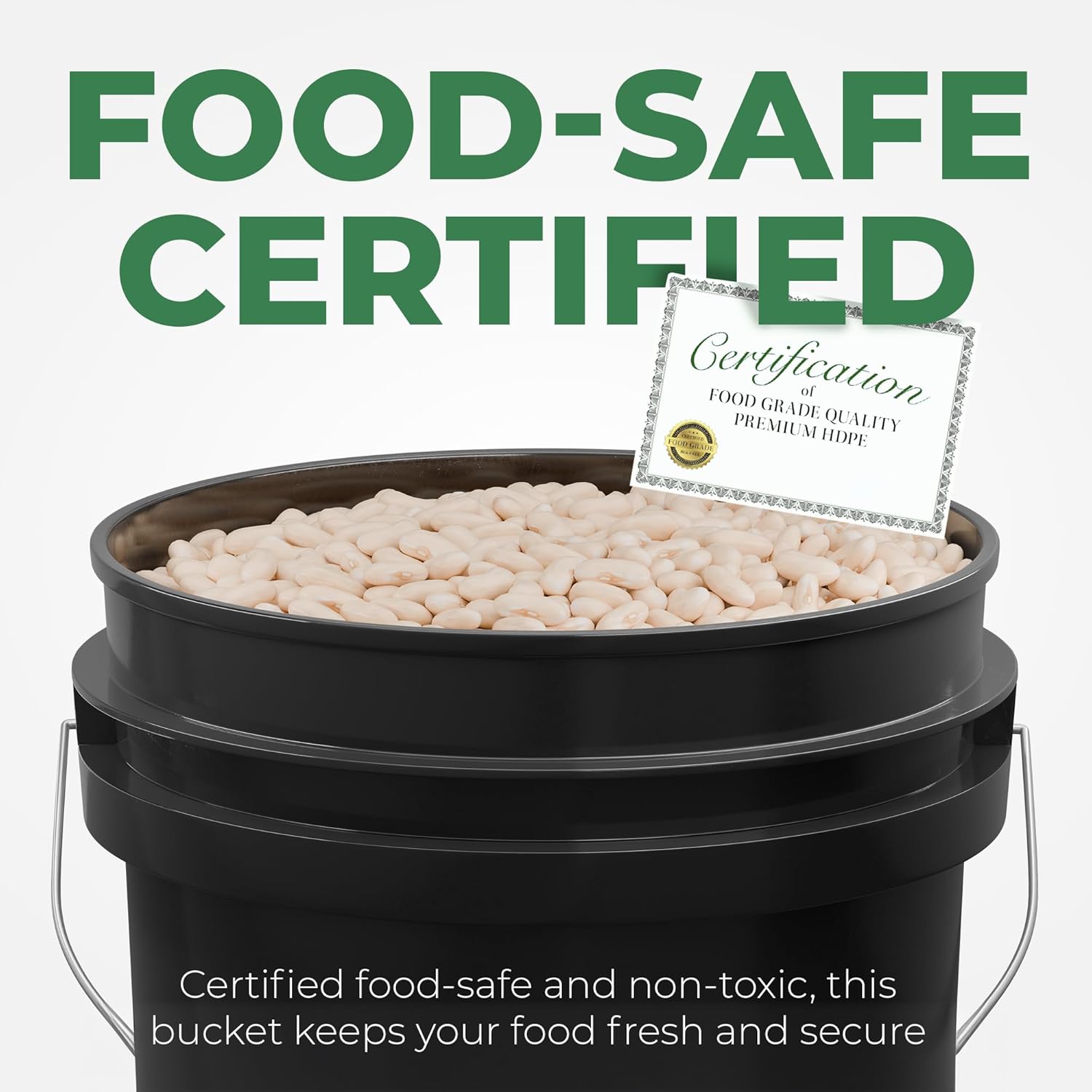 EconoHome 5-Gallon Black Bucket Pail Container with Lid | Metal Handles with Plastic Grip for Easy Carrying | Easy Stack and Store | Heavy-Duty Extra Durable | Food Grade | BPA Free - 1 Pack - Image 3