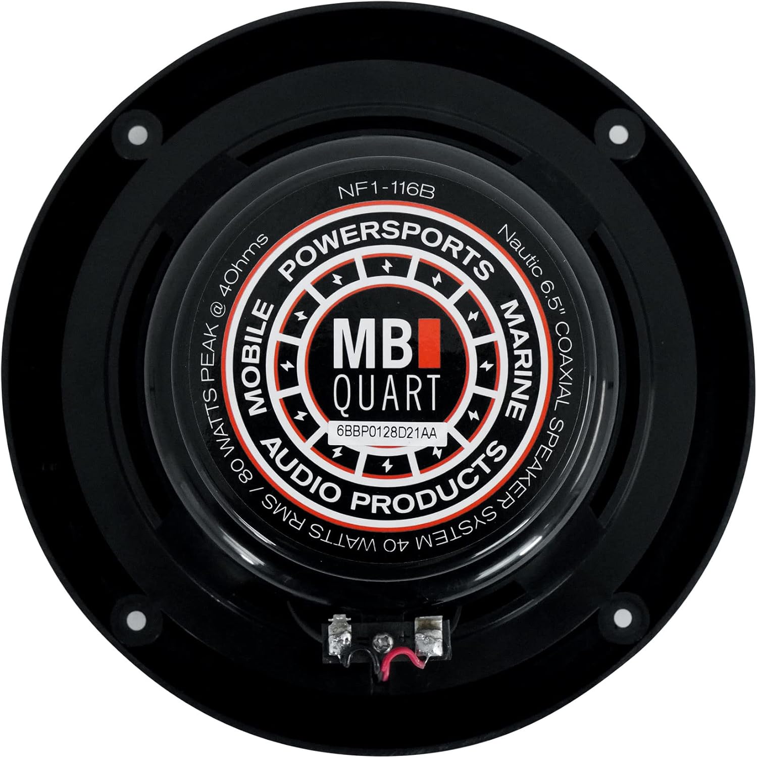 MB Quart (2) NF1-116B 6.5" 80 Watt Marine 2-Way Coaxial Black Speakers for Boat