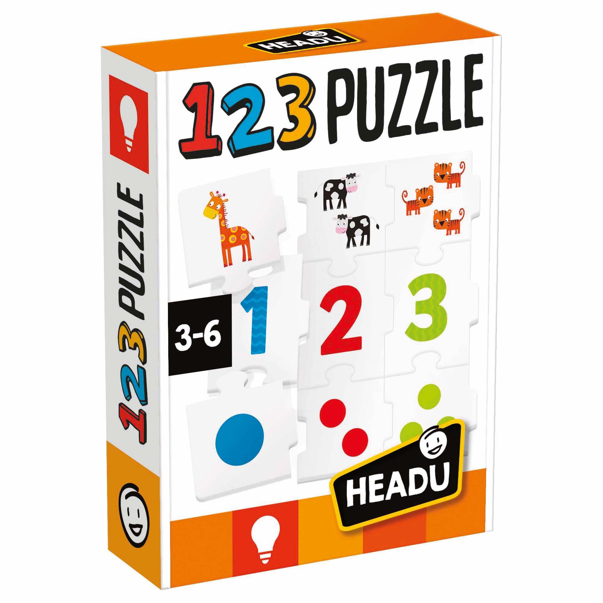 Headu - 123 Puzzle New, Educational Toys, Kids Puzzle, Games with Numbers & Quantities, Match Numerical Symbols, Learn to Count Animals, Educational Game, Learning Games, Age 3-6yrs