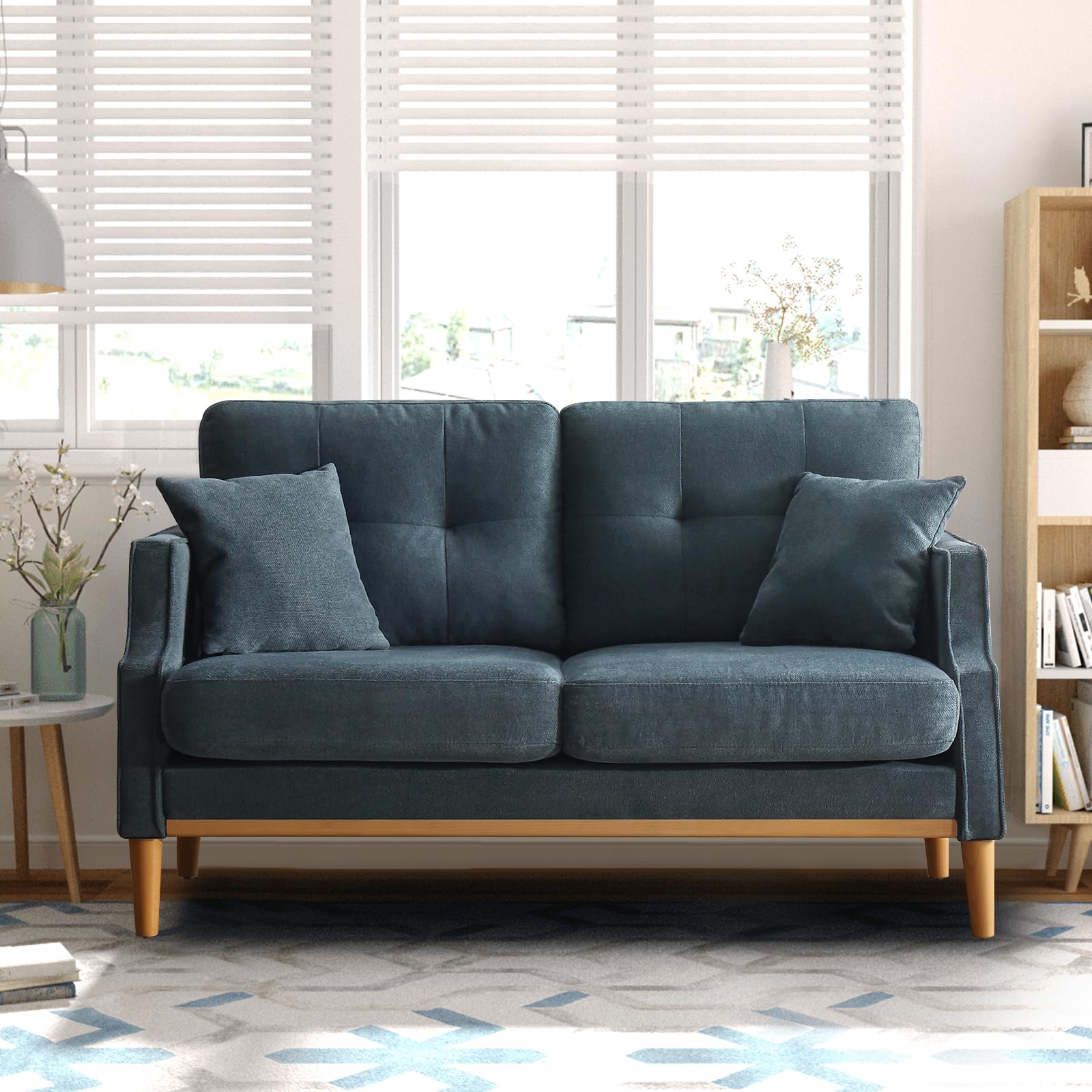 Photo 1 of **missing parts SoarTalent 56.7" Loveseat Sofa Small Couch Fabric Upholstered 2-Seat Sofa with USB Port for Small Place, Apartment, Living Room,Office(Dark Blue)