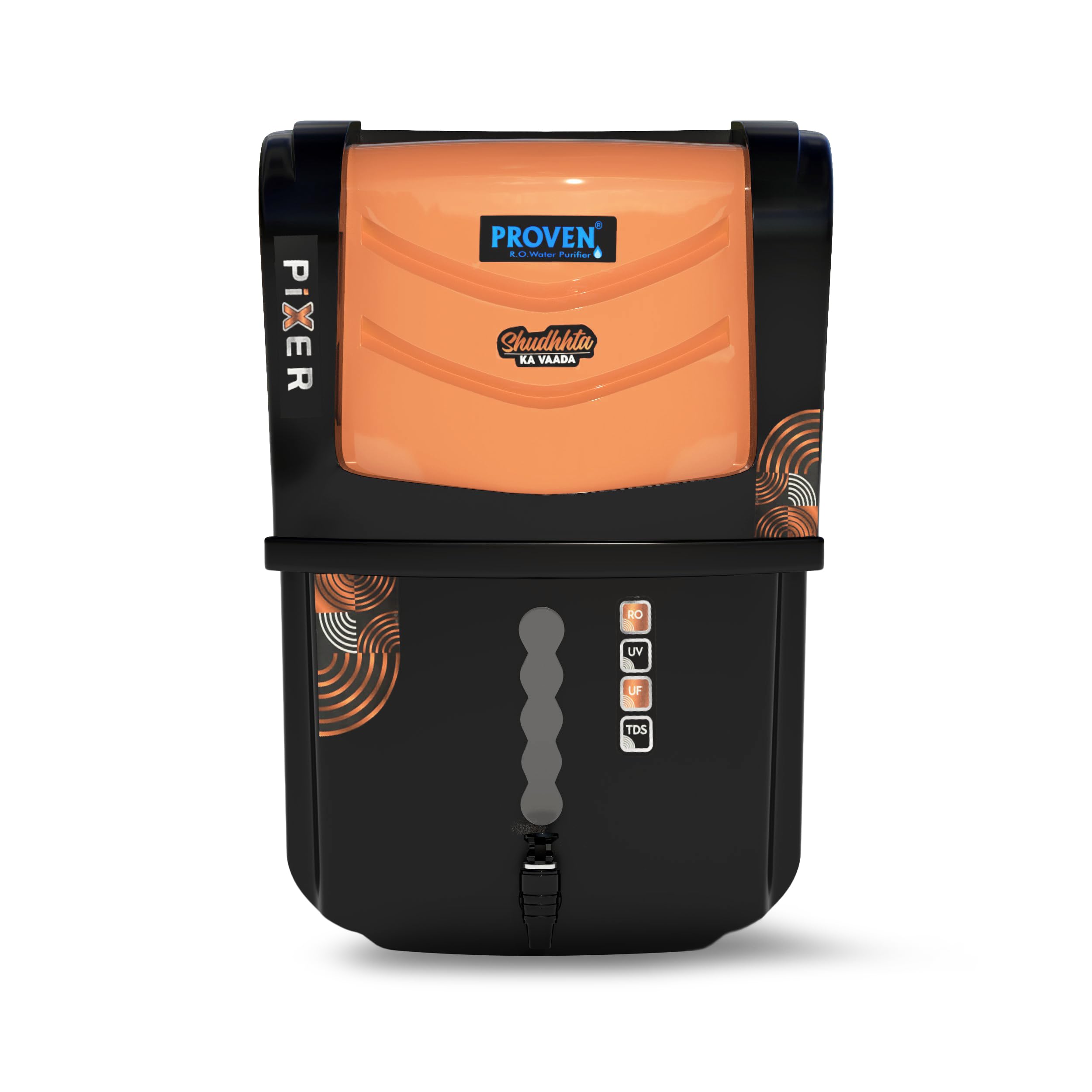 Proven Pixer Water Purifier for Home - 12 Stage RO+Copper+UV/UF, 12L Tank, TDS Control, Hard/Borewell, Made in India, ISI