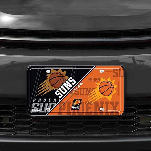 Miniatura 230 de Rico Industries Etiqueta de metal de baloncesto de la NBA de 6 x 12 pulgadas, ideal para camiones/coches/SUV