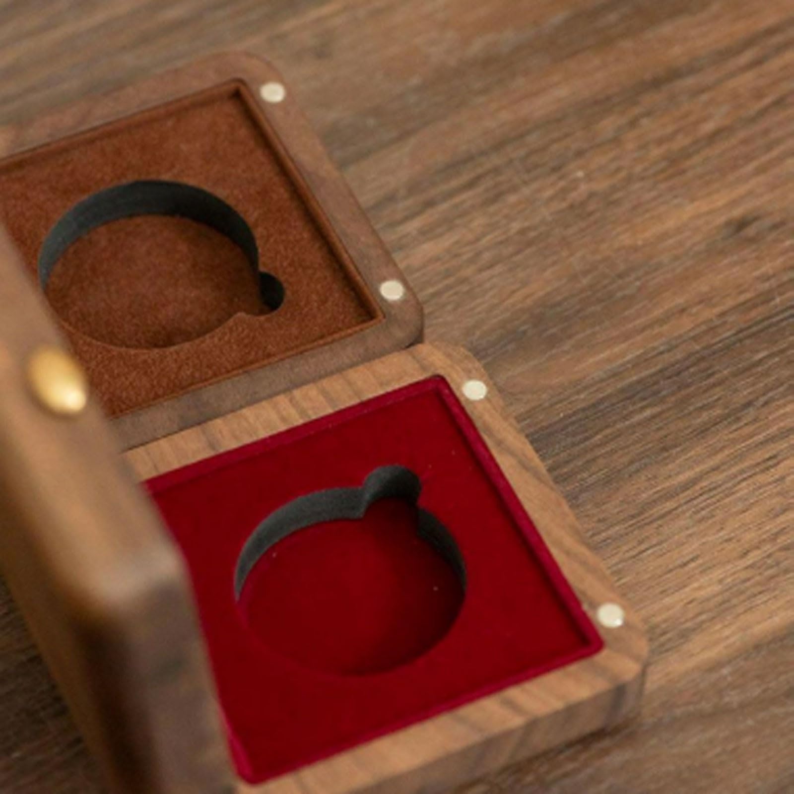 Scatola Portamonete in Legno massello da 4 Pezzi con Scomparto Rotondo for Monete antiche