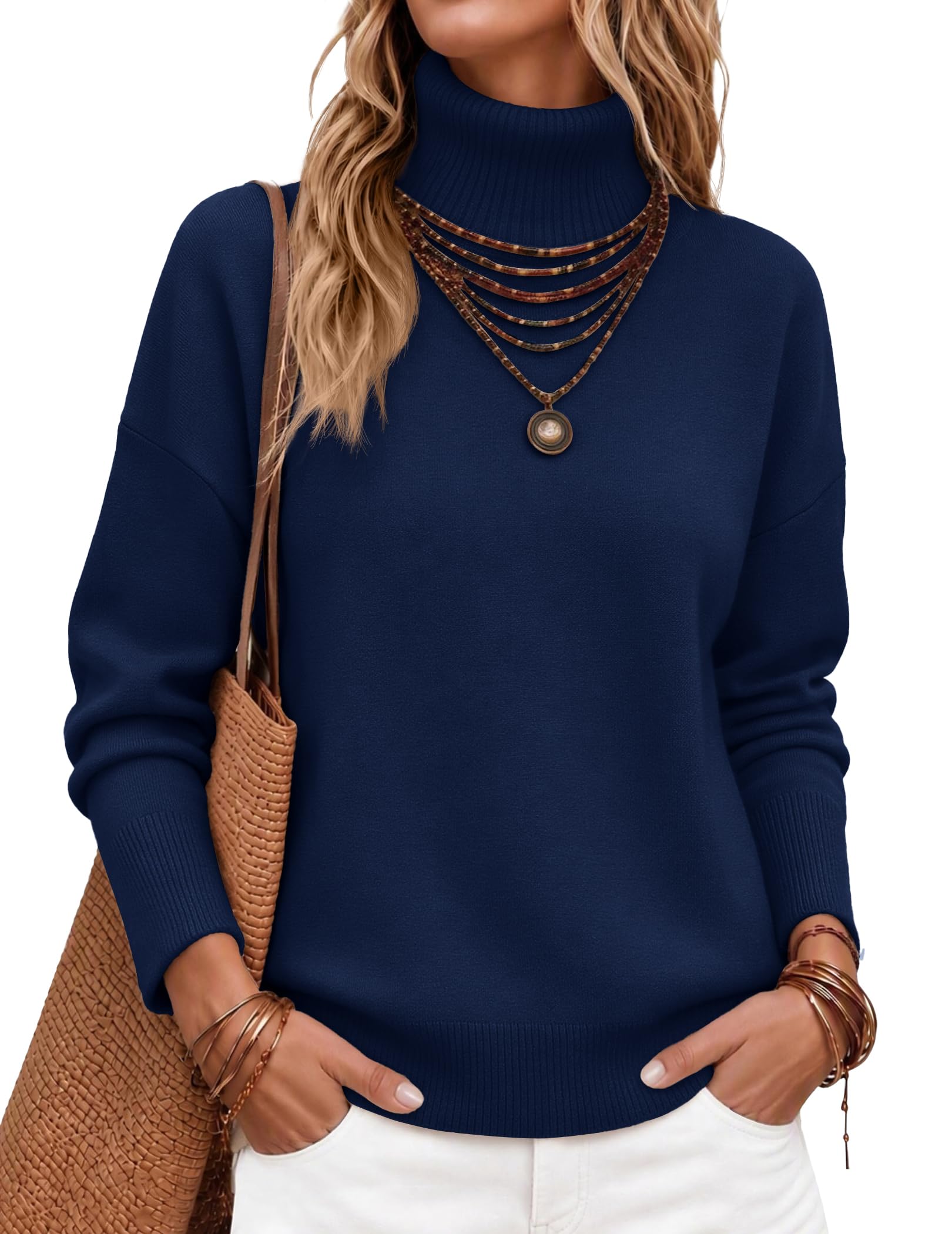 Zeagoo Women's Turtleneck Sweater 2026 Fall Winter Chunky Knitted Pullover